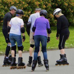 group of 50 year olds roller skating