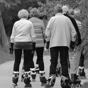 senior people roller skating