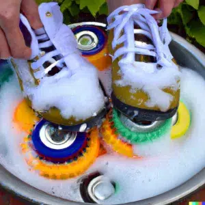 Fun picture of cleaning roller skates
