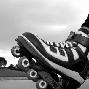 doing a wheelie on roller skates