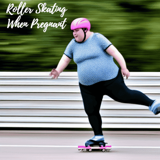 pregnant women roller skating and wearing a helmet