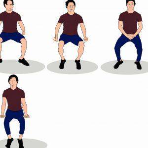 young man about to do a jumping jack exercise