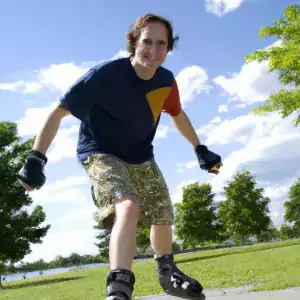 Rollerblader working out