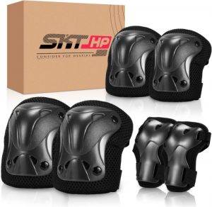 SKT HP Protective Gear for Adults, Knee Pads Elbow Pads Wrist Guards for Inline Skating