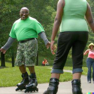 rollerblading at the park